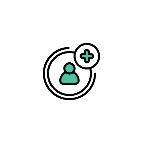 Additional coverage icon of a person with a medical plus sign