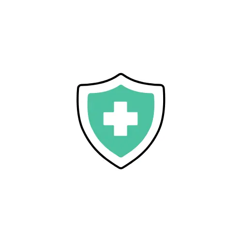 Health and wellness icon of a shield with a medical cross