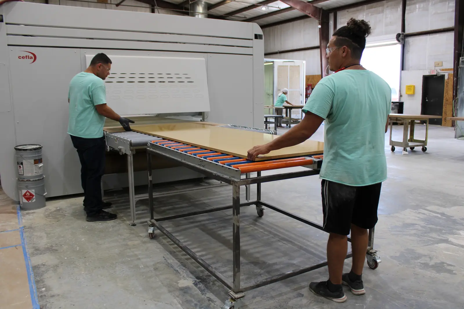Panel moving through the Dovetail finishing line