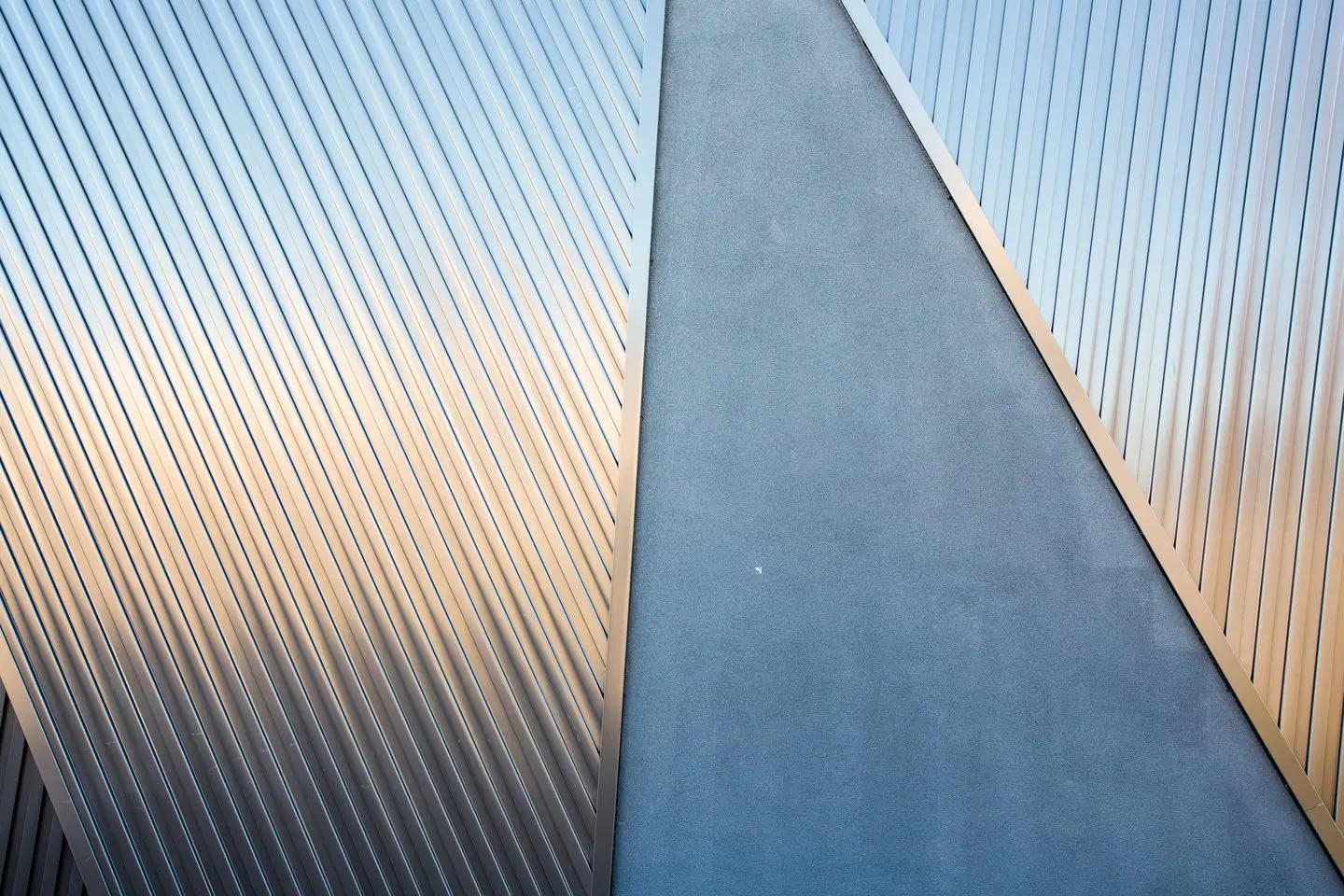 Shake Shack Domain close view of angled metal panel cladding